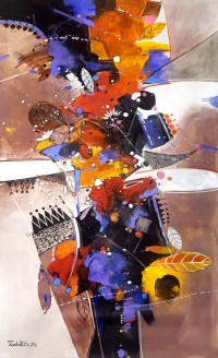 Zohaib Rind, 29 x 52 Inch, Acrylic on Paper, Abstract Painting, AC-ZR-256